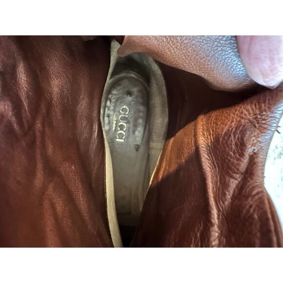 Gucci Leather Slouchy Flat Ankle Boots Brown 8 - Picture 14 of 15